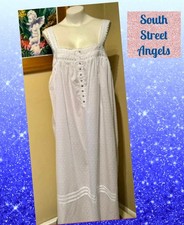 EILEEN WEST E5625044  WHITE  SLEEVELESS CLIP DOT BALLET NIGHTGOWN  LARGE