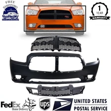 Front Bumper Cover Fascia & Lower Grille Kit For 2011-2014 Dodge Charger
