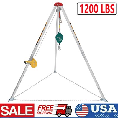 Rescues Aluminum Tripod with 1200lbs Winch Confined Space Tripod Kit Adjustable 