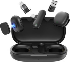 Mini Wireless Lavalier Microphone for iPhone Android Camera, Dual Channel Wirele
