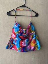 Tankini Swimming Top Sz L Mossimo twist front strapless halter tankini colorful