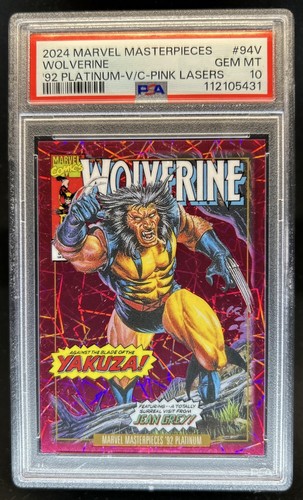 2024 Marvel Masterpieces '92 Platinum Wolverine Variant Pink Lasers #/692 PSA 10