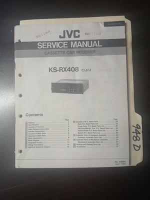 JVC KS-RX408 C J U Service Manual Original Repair Book Cassette Car Receiver