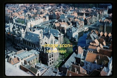 Late 1950s Kodachrome Slide of Bruges Belgium Aerial View