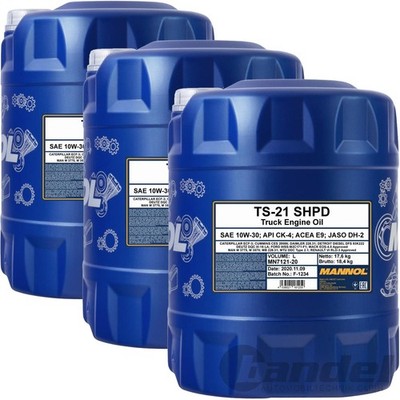 3x20=60L MANNOL TS-21 10W-30 SHPD MOTORÖL DIESEL API CK-4 ACEA E9 SYNTHE LKW BUS