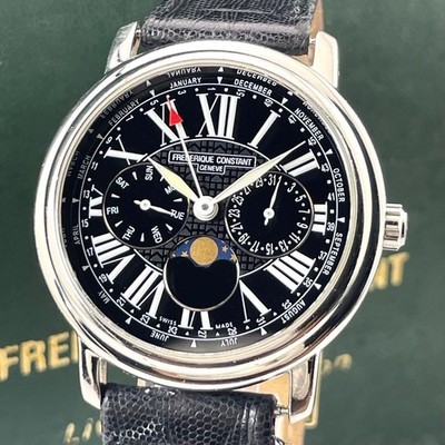Frederique Constant Classic Business Timer Watch Silver Black Quartz Stainless