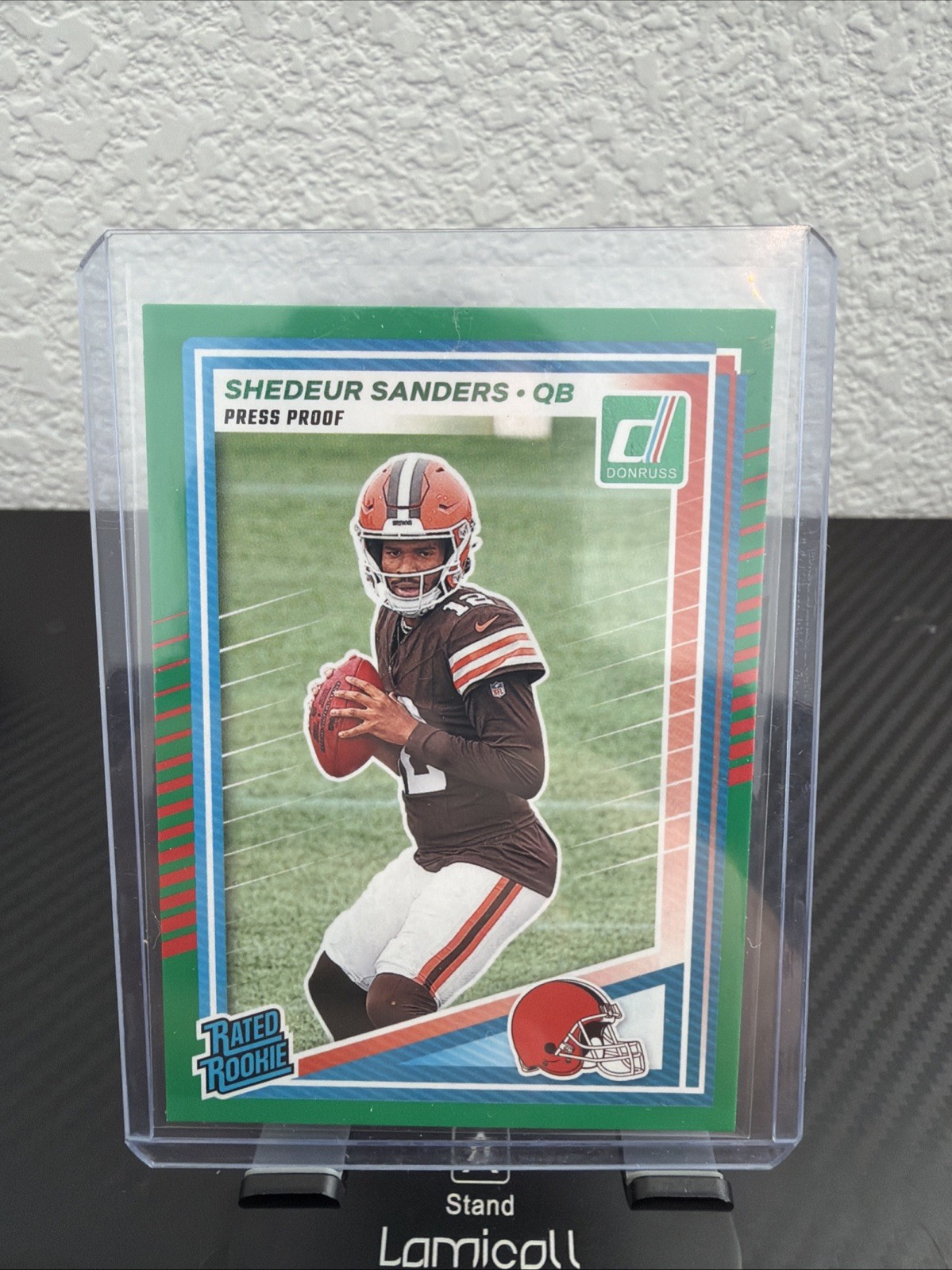 2025 Donruss Shedeur Sanders Press Proof Green Rated Rookie #306 Browns QB Card