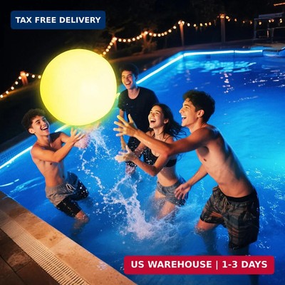 16'' LED Light Up Beach Ball Glow in Dark 8 Modes Pool Outdoor Toy