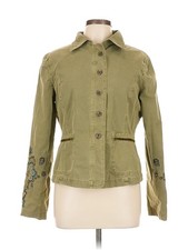 Women s Khaki Green Embroidered Utility Jacke...