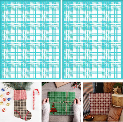 2 Stück Buffalo Plaid Selbstklebende Siebdruckschablonen Wiederverwendbar 8.5x11