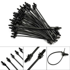 50x Nylon Tie Fasteners Car Cable Fixed Clips Hose Clamp Fastening Zip Strap Kit