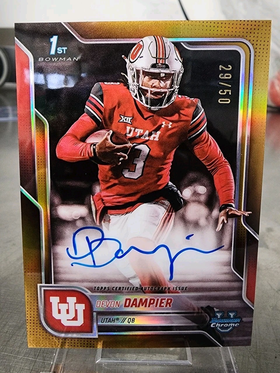 2025 Bowman University Chrome Devon Dampier 1st Utah Auto True Gold #’d 29/50