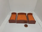 Vintage Fisher Price little people 3 brown beds - 1 double & 2 single w/felt