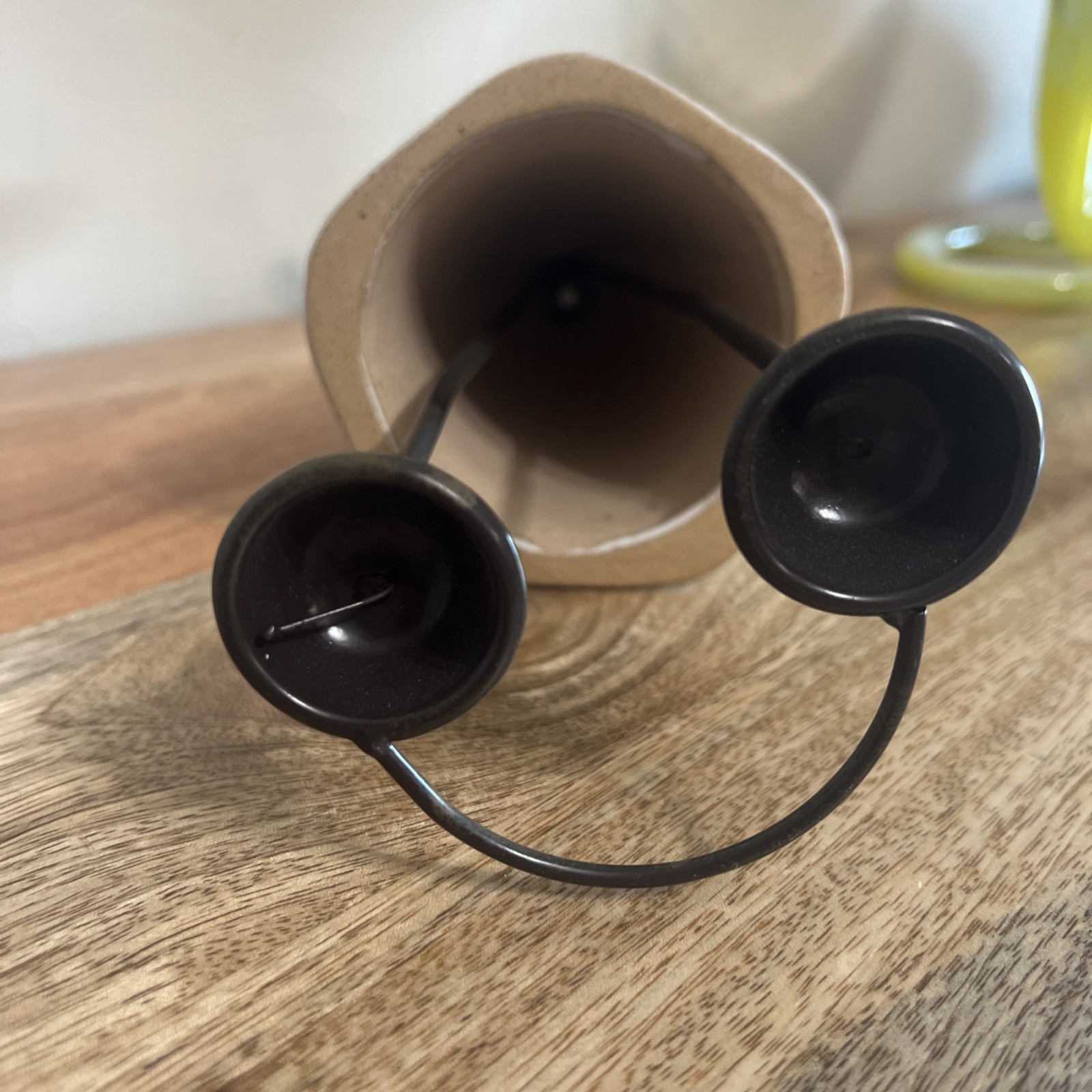 12 1/2” Ceramic Beige OffWhite Bunny Rabbit holding pink flower  thumbnail 7