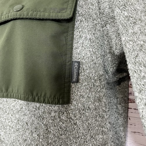 Columbia Jacket Mens Size Medium Green Gray Fleece Zipper Long Sleeve - Picture 6 of 18
