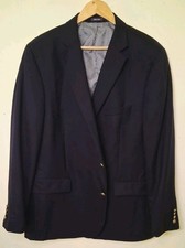 Stafford Navy Blue Blazer Sz 50R Gold Button 100 Wool Sport Coat Jacket 50 Reg