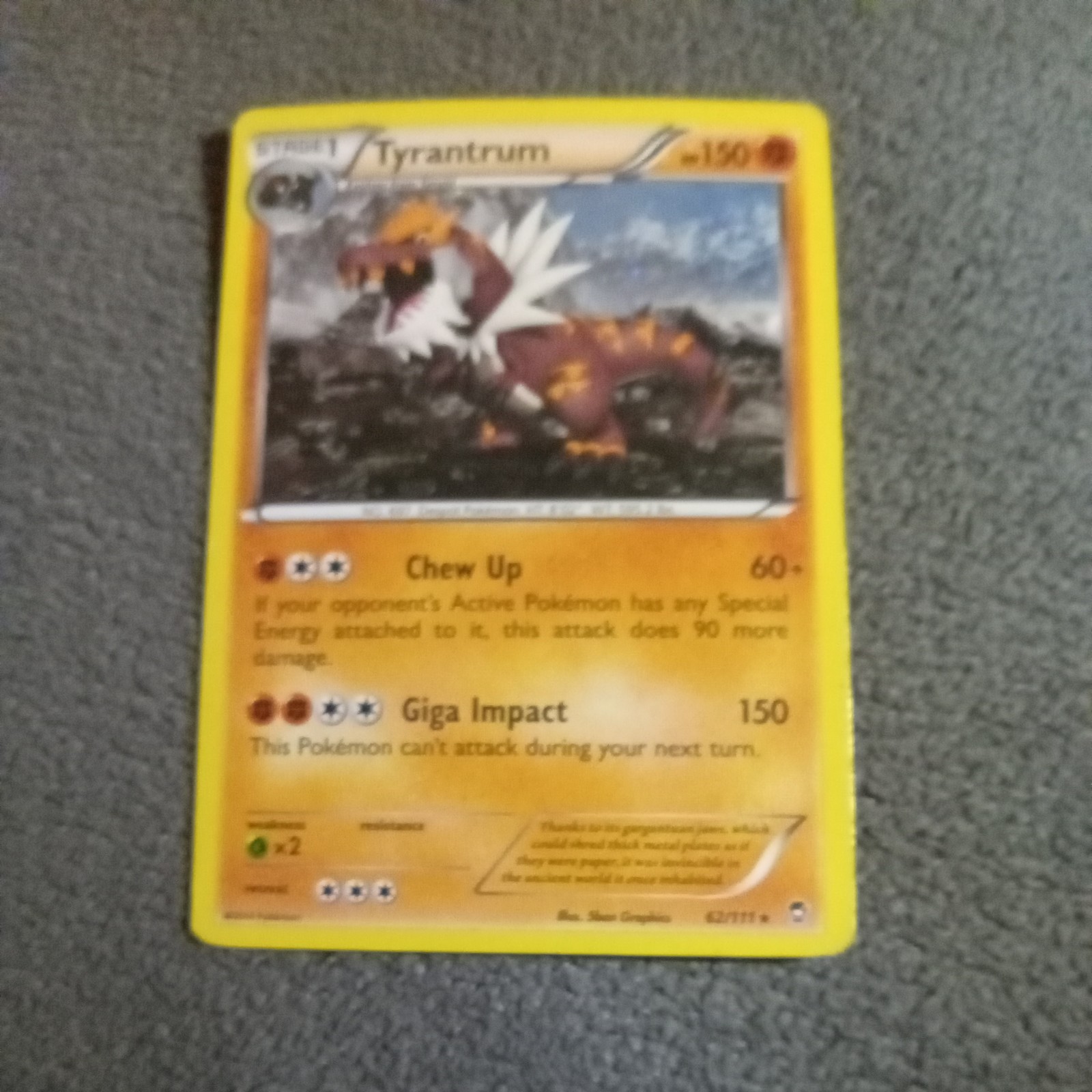 Tyrantrum Reverse Holo Rare FFI XY - Furious Fists 62/111 NM