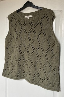 Neu Marks & Spencer Khaki Rauten Strick ärmellos Trägertop, Größe L
