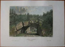 1854 Meyer print COL DE PIERRE PERTUIS, TAVANNES, CANTON BERN, SWITZERLAND (#43)