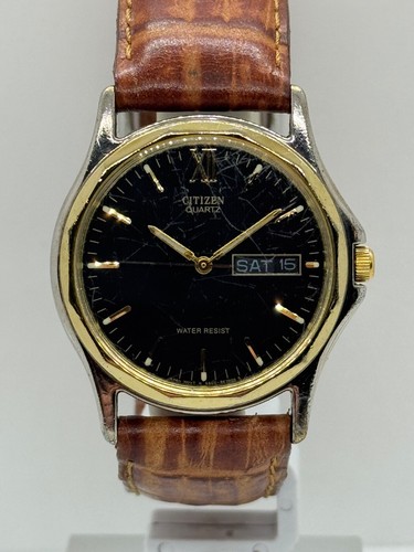 Citizen 5500-S24361 Vintage Rare Wrist Watch Quartz Retro Japan Day Data WR - 第 1/16 張圖片