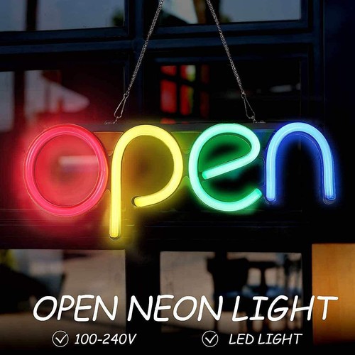 Werbung Werbeschild LED OPEN 40x15 cm Reklame Werbetafel Schild - Bild 3 von 12