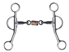 Stainless steel 5" Iron mouth DOG BONE SNAFFLE BIT w/ Rings 7 1/4" Swivel cheeks