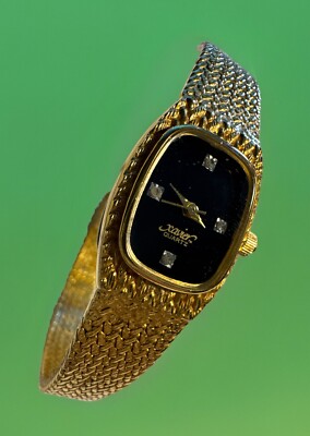 VTG Xavier Women Black Dial Gold Tone Mesh 18mm Quartz Watch  display picture 3