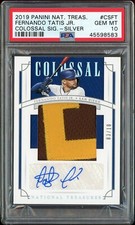 2019 Tatis Jr. National Treasures RC Jumbo Patch Auto Silver /10 PSA 10 Pop 1