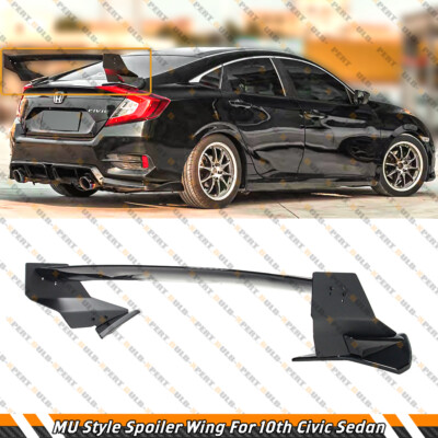 For 16-21 Honda Civic 4dr Sedan JDM Gloss Black MU Style Trunk