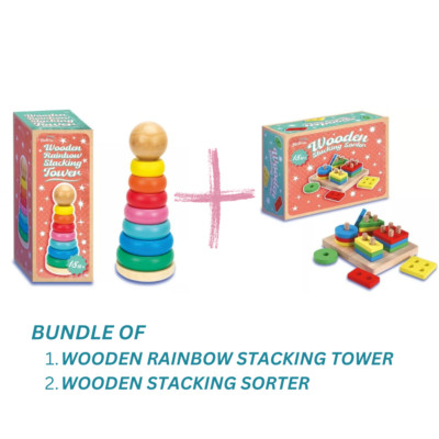 Pädagogische Holzspielzeug-Sets Stapeln, Sortieren, Puzzles & mehr für Kleinkinder 18M+