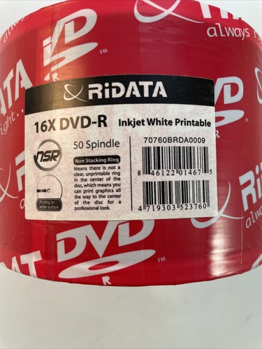 DVD-R DVDR RIDATA Blank 16X Branded Logo 4.7 GB Media Disc 50 Pk - Picture 5 of 5