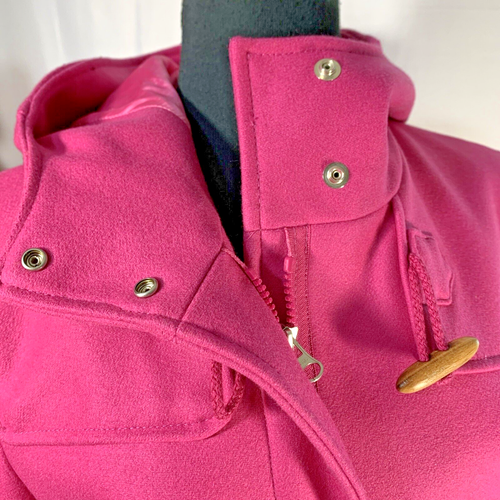 United Colors of Benetton Wool Blend M Pink Duffle Pea Coat Women’s Barbie Italy - Picture 4 of 12
