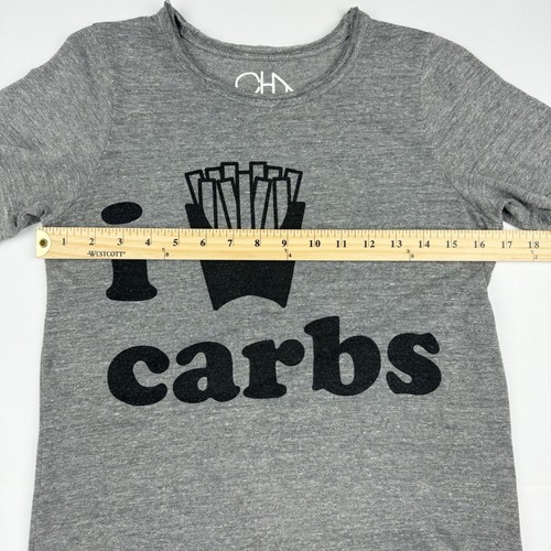 Chaser T-Shirt Size XS I Love French Fries Carbs Burnout Gray Tee Shirt - Picture 8 of 11