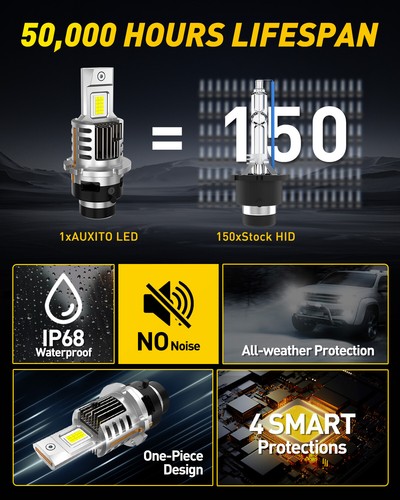 AUXITO D2S D2C D2R D2H LED Headlight Bulbs 6000K/set High low beam Super White - Picture 6 of 13