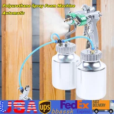 Handheld Double Head Automatic Polyurethane Spray Gun Foam Sprayer +2* 1L Pot