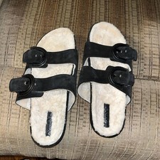 Vince Women's Glyn Real Shearling Slides Sandal Suede, Sz 10 US New