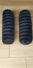 Faux Fur Cylinder Pillow Covers Only Decorative Bolster Bed or Accent 8x24 Blue