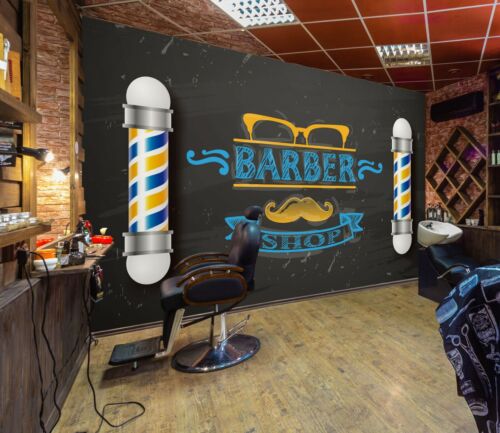 Gafas 3D barba 411RAI barbería papel tapiz mural autoadhesivo extraíble Ho - Imagen 1 de 11