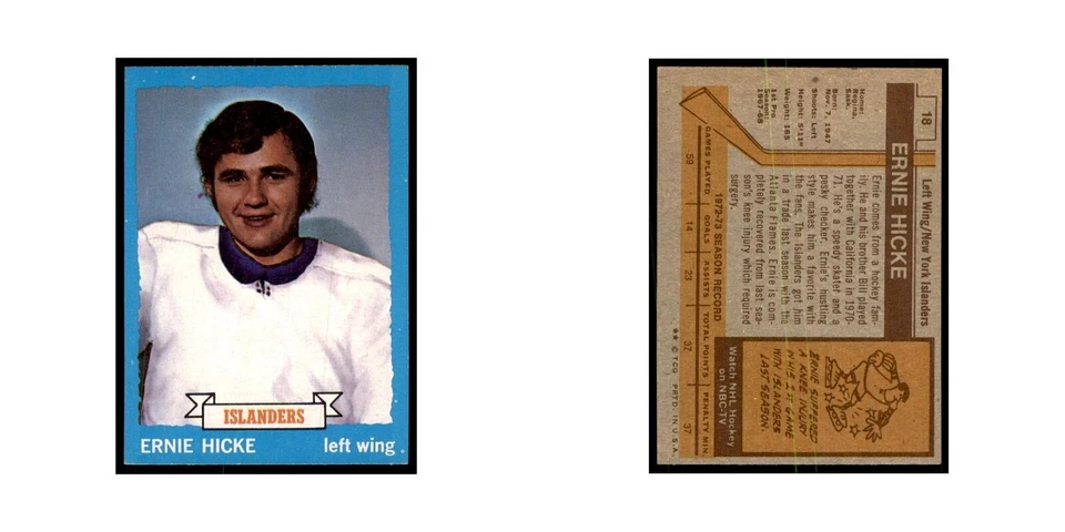 Ernie Hicke 1973 Topps #18 Hockey Cards Hockey Card EX - Image 3 of 3