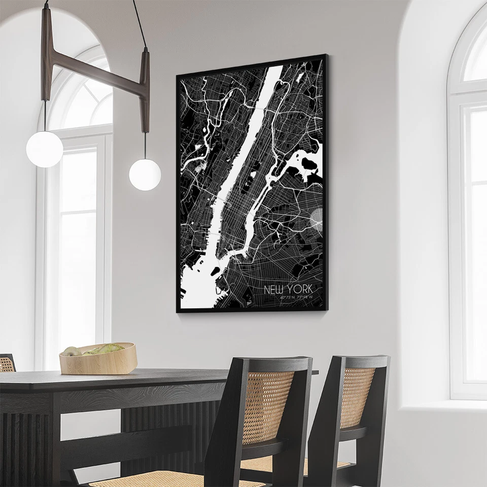 Póster de mapa de ciudad minimalista de Nueva York - impresión de alta calidad sin marco 24x36 pulgadas Foto 3 de 4