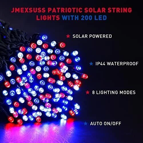 Red white and 2024 blue solar lights