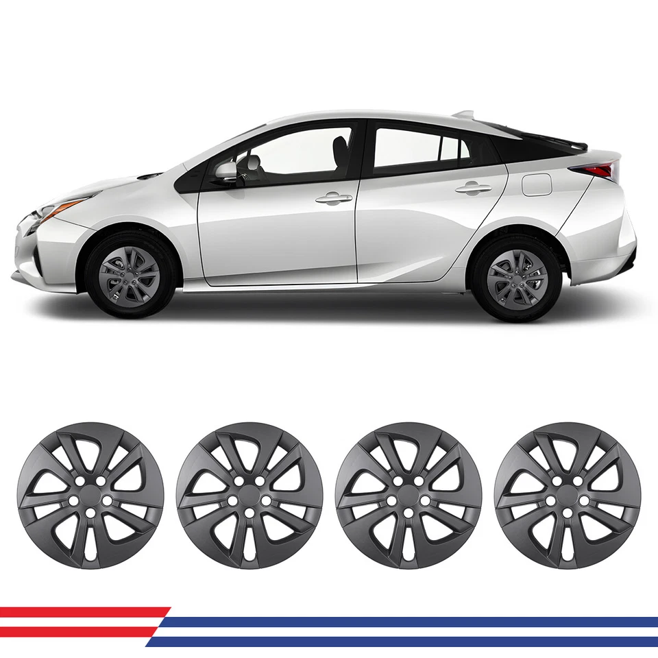 New 4 Matte Black 15" Hubcaps Snap On Wheel Covers Fits 2016-2022 Toyota Prius - Image 2 of 4