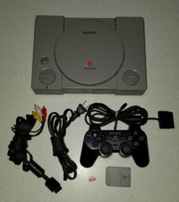 Sony PlayStation PS1 with Controller, Cables, Memory Card, SD Card
