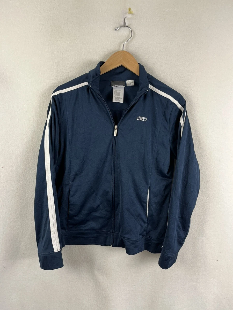 Reebok Blue Full Zip Warm Up Running Jacket Mens Medium Track
