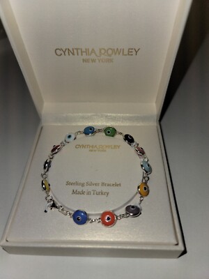 New Cynthia Rowley Sterling Silver Multicolored Large Evil Eye
