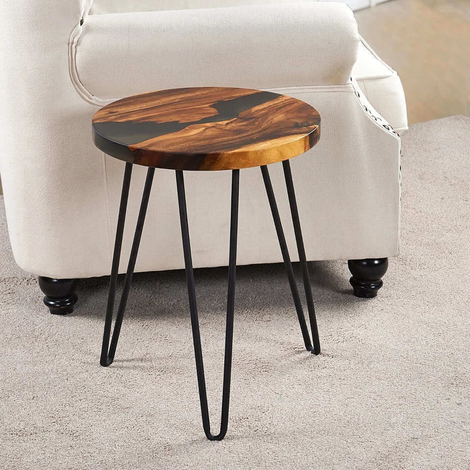 Черный круглый журнальный столик из эпоксидной смолы ручной работы эпоксидный стол речной стол домашний декор - Изображение 3 из 4