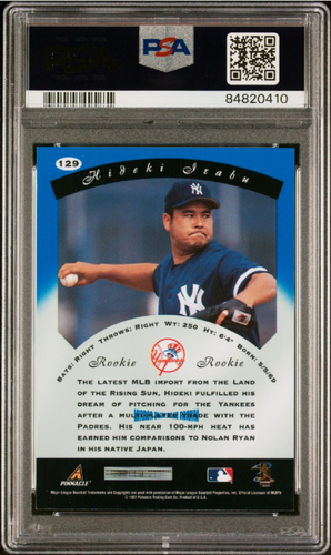1997 Pinnacle Certified #129 Hideki Irabu RC Mirror Blue /45 - PSA 8 (Pop 1) - Picture 2 of 2