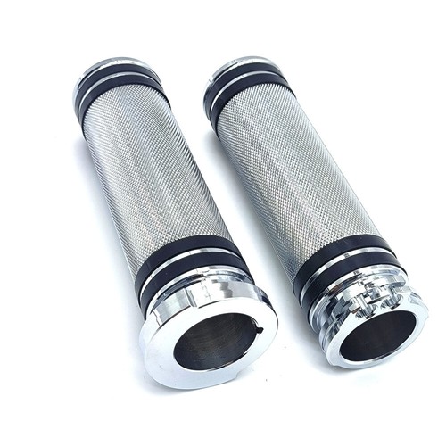Chrome 1" Handlebar Hand Grips Fit For Harley Touring Dyna Sportster XL883 1200 - Picture 9 of 14