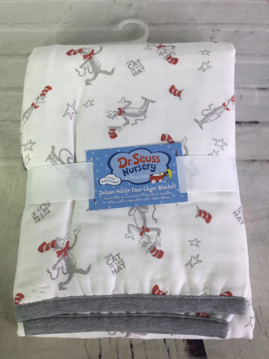 Trend Lab Dr Seuss Nursery Cat In The Hat Print Deluxe Muslin Four