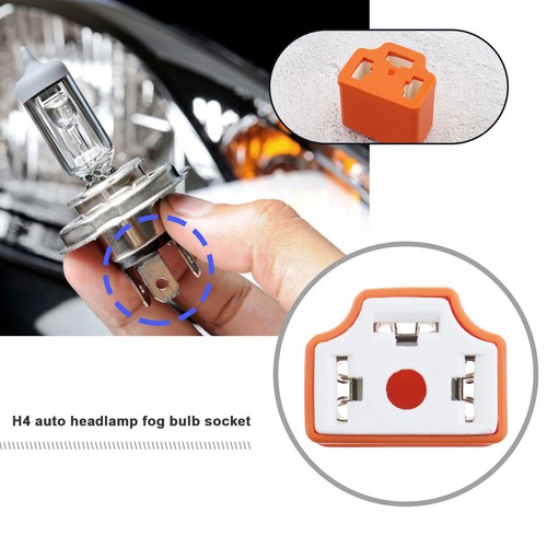 4x 3 Pin H4 Headlight Sockets 3 Pin Connector Plug Socket Accessories Orange - Picture 2 of 5
